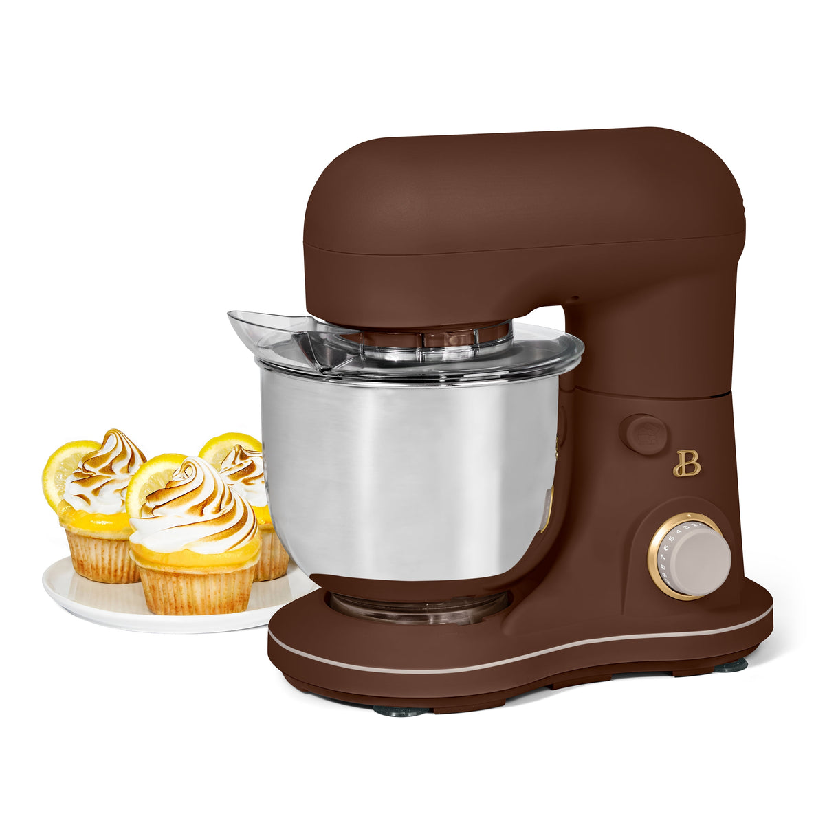 Beautiful 3.5 Qt Stand Mixer with Flat Beater, Dough Hook, Balloon Whisk, Chocolate by Drew Barrymore