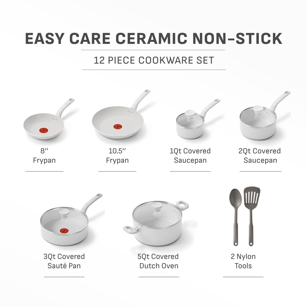 T-fal Easy Care 18 Piece Ceramic Nonstick Cookware Set, Pots and Pans, Mint Green