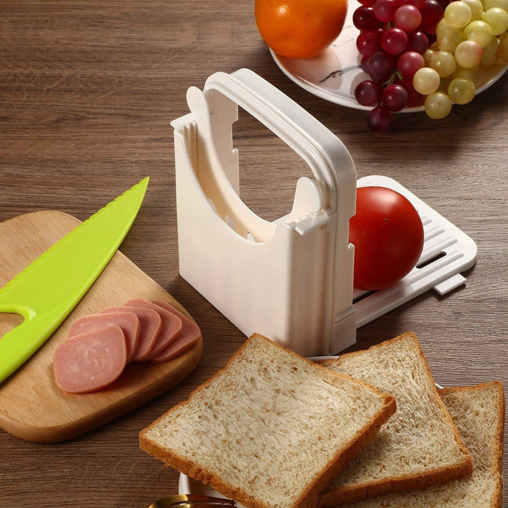 Xiyztok Bread Slicer Foldable Toast Slicer Tool Adjustable Toast Loaf Slicing Machine Plastic Bread Cutting Guide Tools for Homemade Bread Kitchen Baking Tool