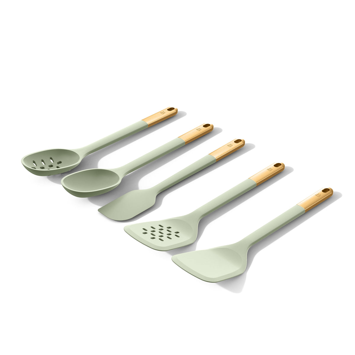 Beautiful 6-Piece Silicone Kitchen Tool Set with Ceramic Crock, Chocolate by Drew Barrymore