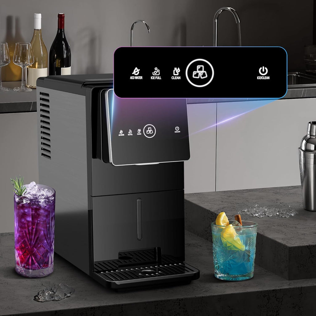 Havato Countertop Nugget Ice Maker, 33LBS/24H, Soft Chewable Ice Machine with 1.8L Removable Water Tank, One-Touch Automatic Ice Dispensing, Self-Cleaning, Black