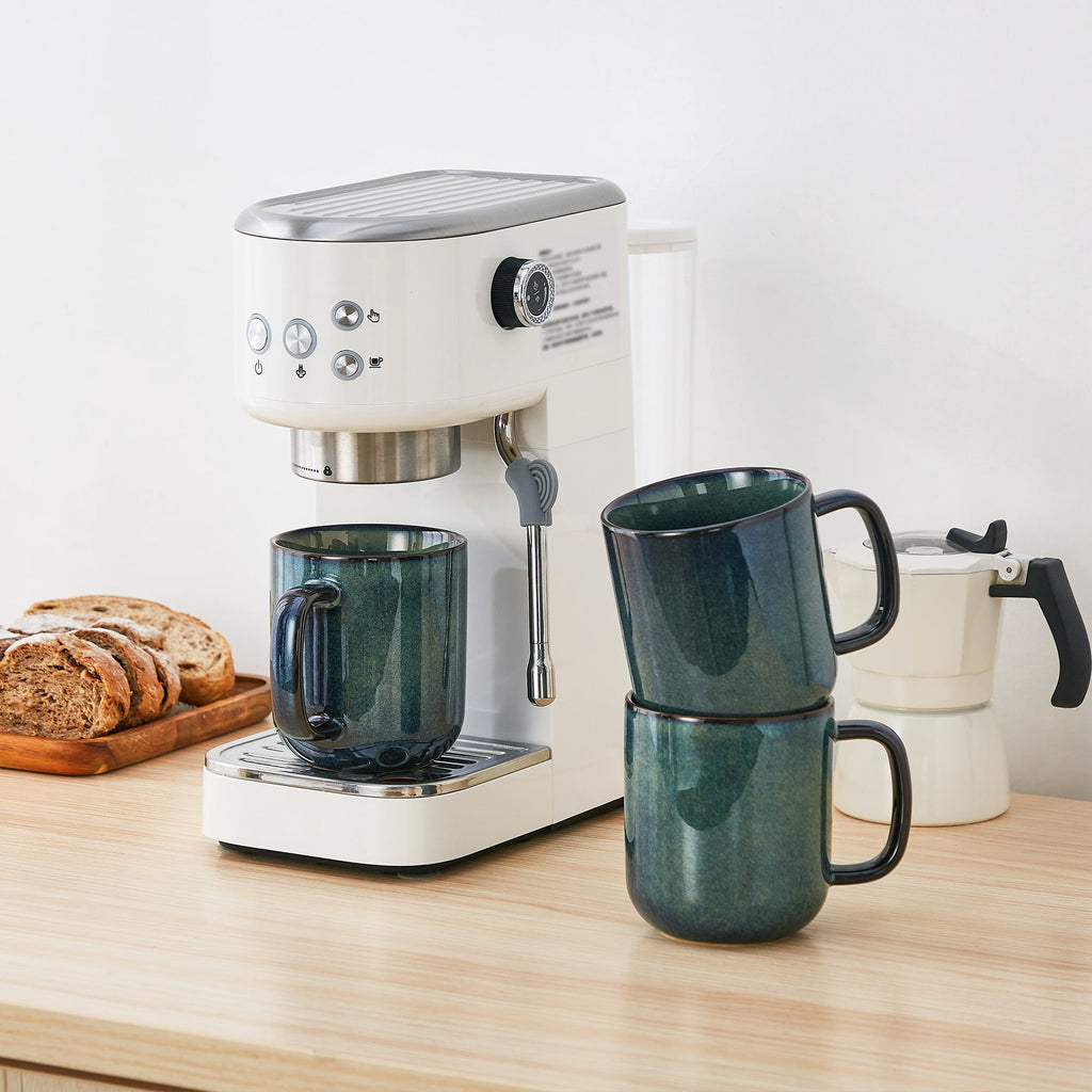 Malacasa Stoneware Coffee Mugs Set, 12 oz Coffee Cups Set of 4, Dishwasher & Microwave Safe, Green