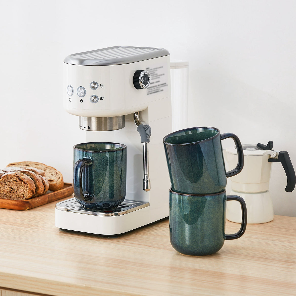 Malacasa Stoneware Coffee Mugs Set, 12 oz Coffee Cups Set of 4, Dishwasher & Microwave Safe, Green