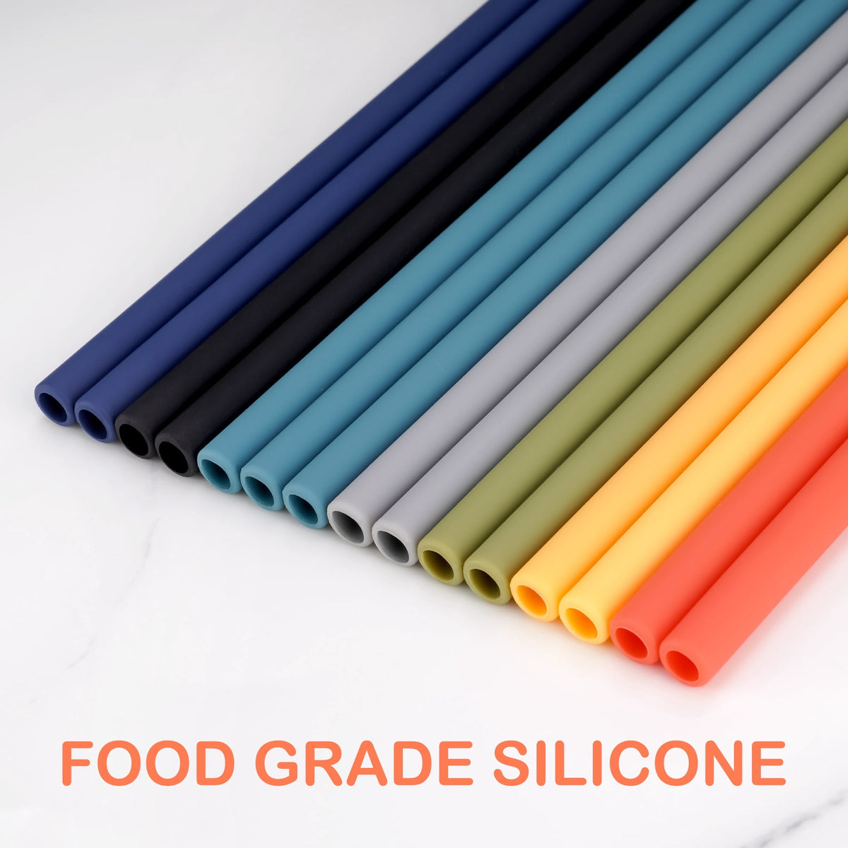 Tomorotec 12" Reusable Silicone Drinking Straws 15PCS with 2 Brushes, Compatible with Stanley Tumblers 40oz 30oz 20oz, Customizable for Various Drinkware, BPA-Free & Safe for Teeth (Morandi Colors)