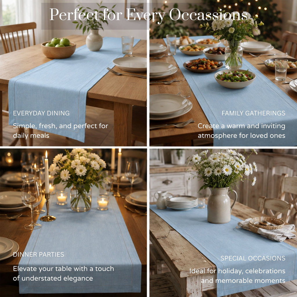 Fingercraft Table Runners, Cotton Dinner Table Centerpiece with Beautiful Premium Lace, Home and Dining Aqua-90