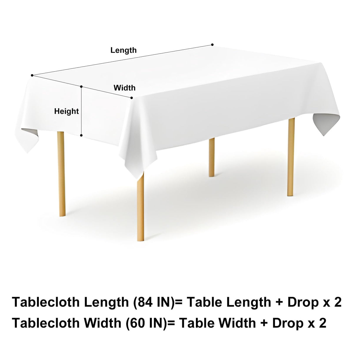 decorUhome Rectangle Tablecloth, Waterproof Vinyl Flannel Backed Table Cloth, Buffalo Wipeable Plastic Table Cover for Kitchen and Outdoor, Black and White, 60" x 84"