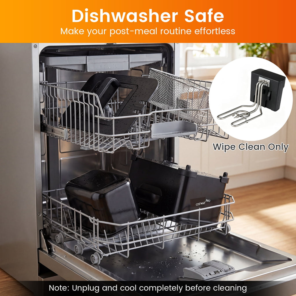 Costway Electric Deep Fryer 3.2 QT/12-Cup Stainless Steel 1700W with Frying Basket Silver