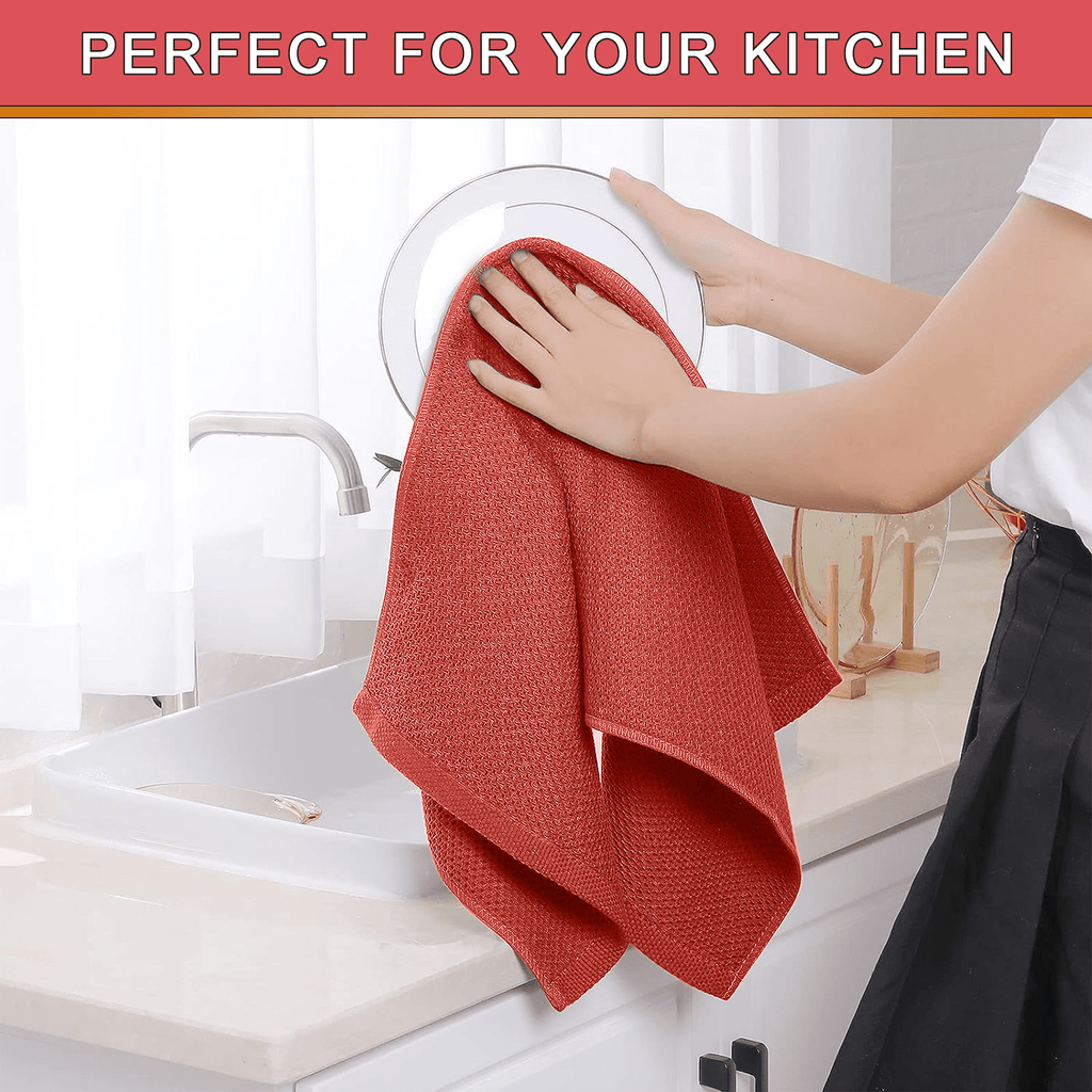 Homieway 6 Pack 100% Cotton Dish Towels, Waffle Weave Dish Cloths for Washing Dishes, Quick Drying Kitchen Dish Towels Rags, 12x12 Inches, Mixed Color