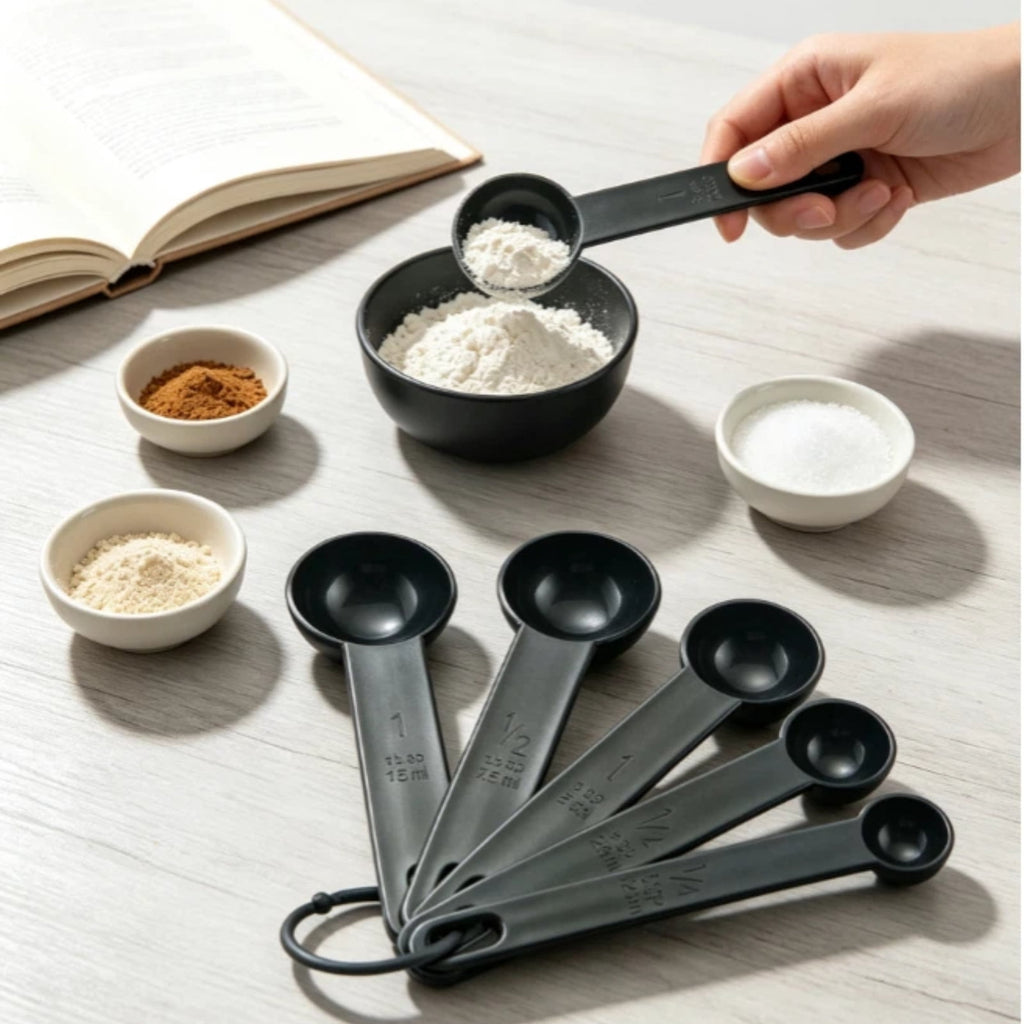 Moocorvic 5Pcs/set Measuring Spoon For Baking Plastic Teaspoon Tablespoon Utensil Kitchen
