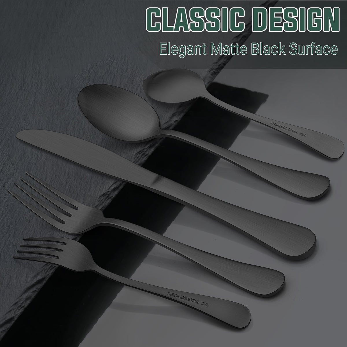 Black Silverware Set, Vesteel 20 Piece Stainless Steel Flatware Cutlery Set for 4, Mirror Finish, Dishwasher Safe