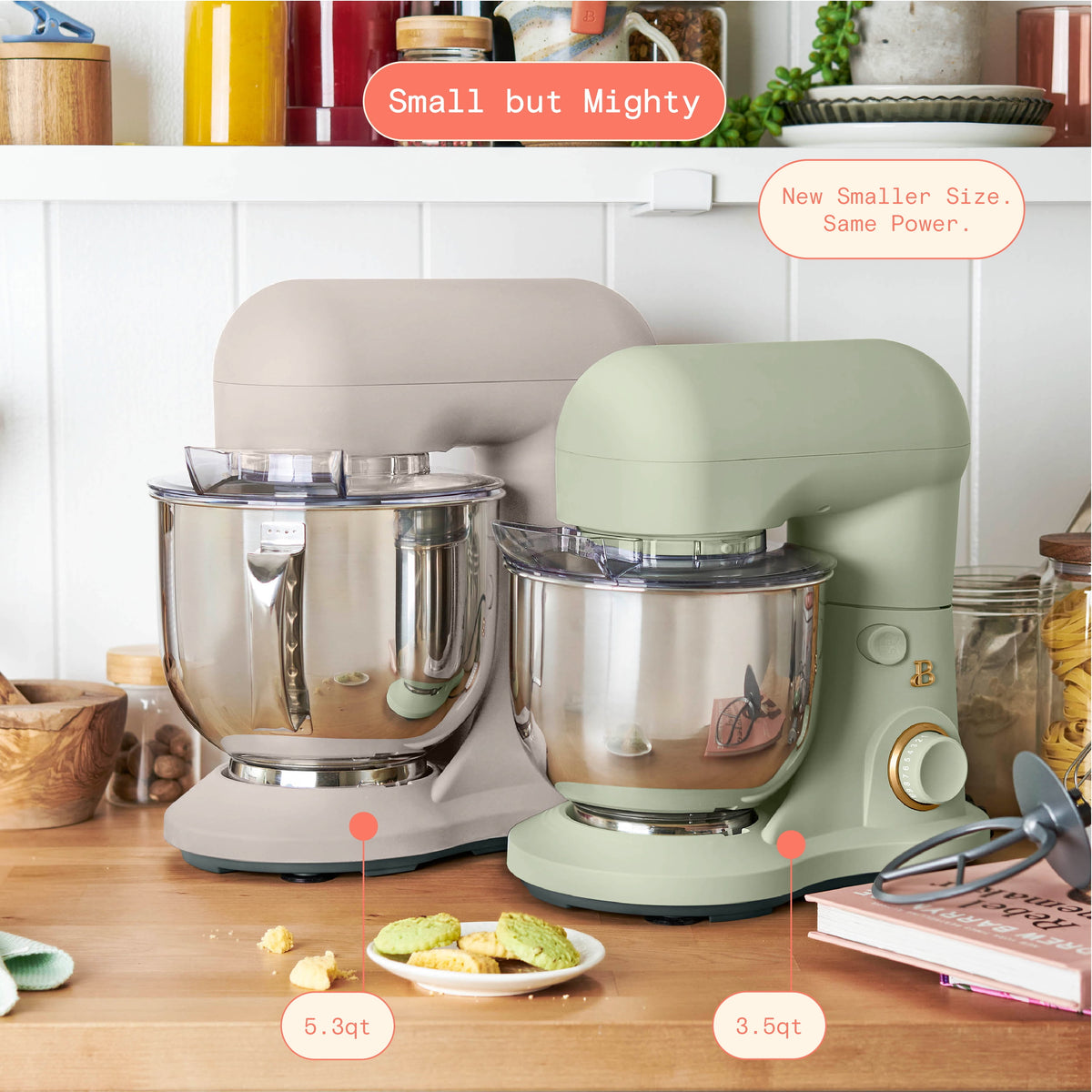 Beautiful 3.5 Qt Stand Mixer with Flat Beater, Dough Hook, Balloon Whisk, Chocolate by Drew Barrymore