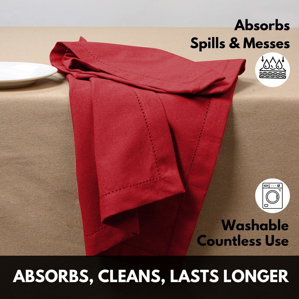 Softopia Cotton Hemstitch Table Fabric Cloth Napkins 18"x18", Set of 12, Lemon Yellow
