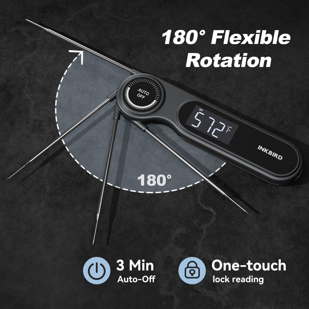 INKBIRD Meat Thermometer with Stainless Steel Probe and LCD Display, Foldable Probe Instant Read Waterproof Digital Food Thermometer , -58°F to 572°F