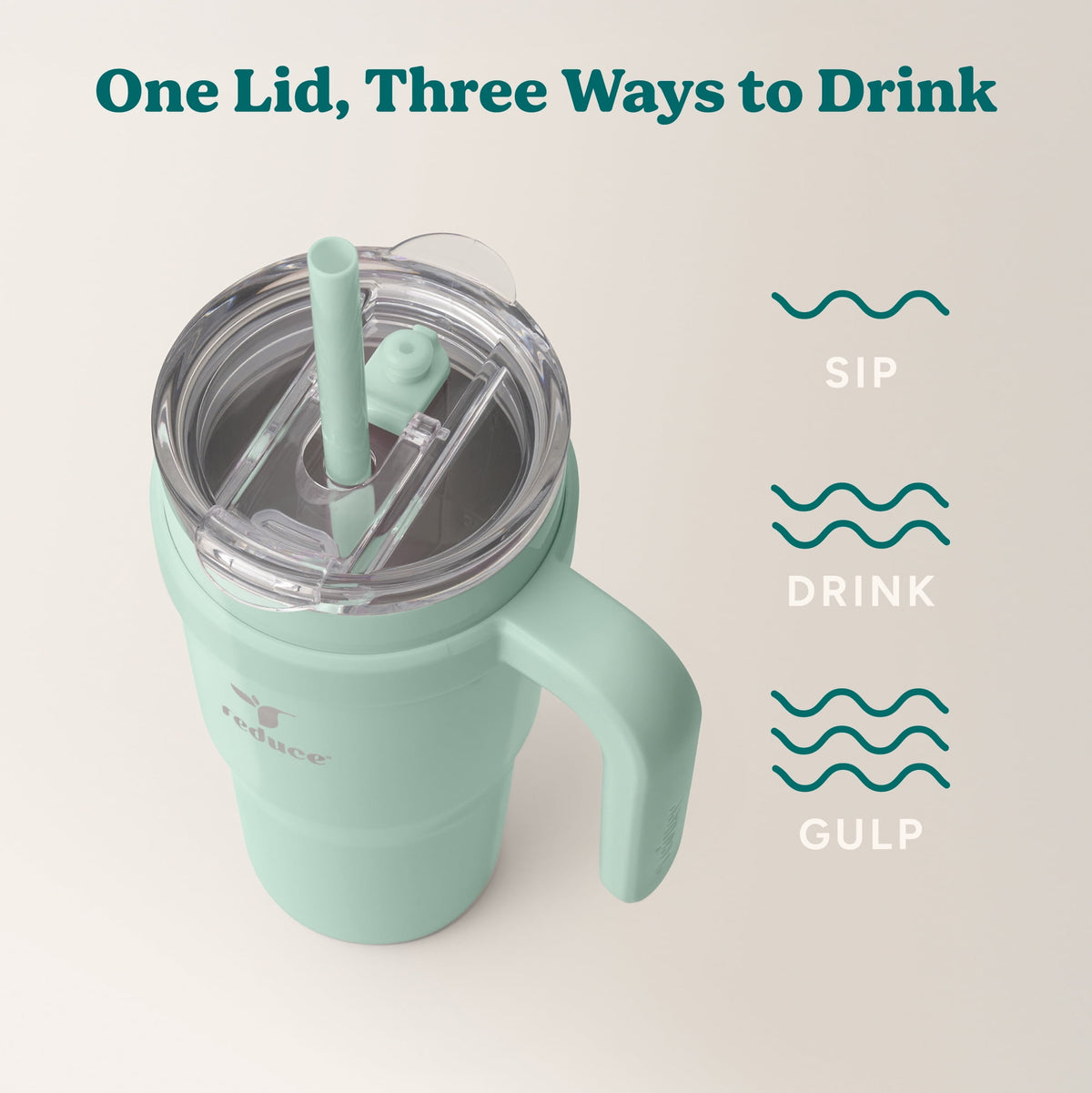 Reduce Cold1 24oz Stainless Steel Tumbler with Handle, Sea Glass