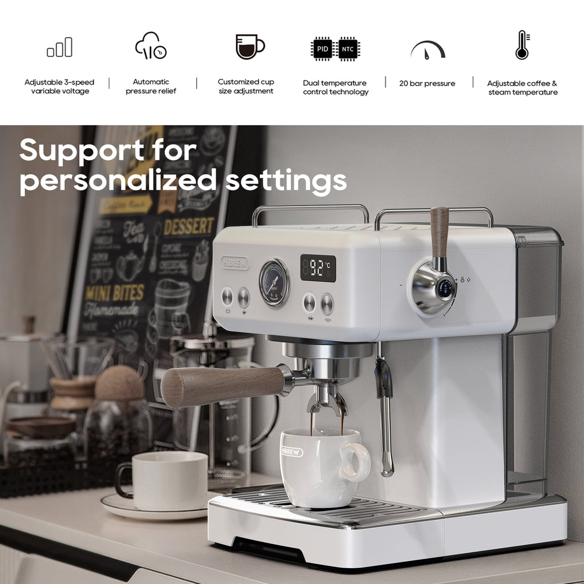 HiBREW H10PLUS 20Bar Espresso Coffee Machine with Adjustable Temperature & Steam
