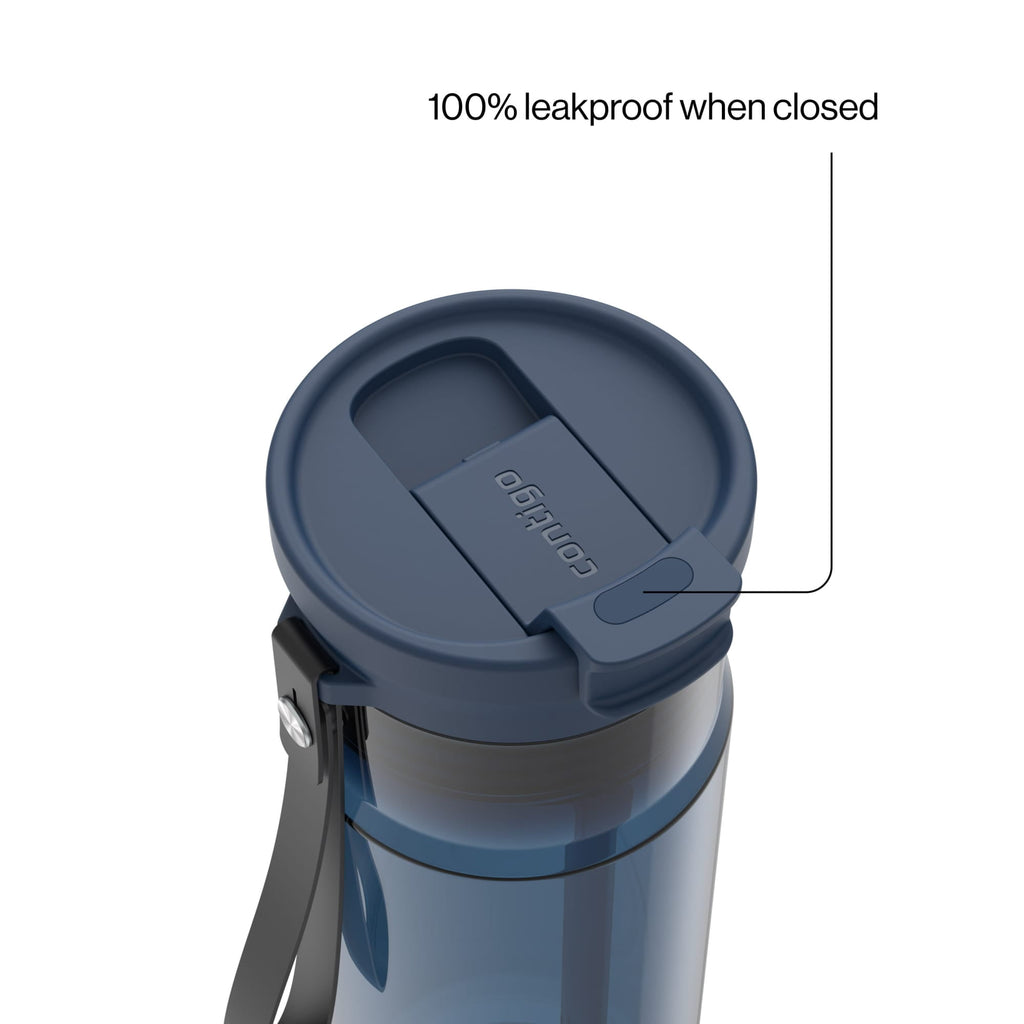 Contigo 24oz DualSip Plastic Water Bottle with Built-In Straw and Drink Opening, Licorice Black/Clear