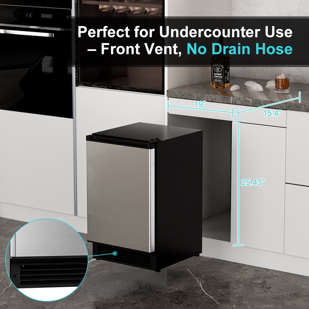 OUTBID 15" Under Counter Ice Maker Drainless, 25 lbs/24H Crescent Ice Machine with 22 lbs Storagefor Home Bar Kitchen Commercial, ETL