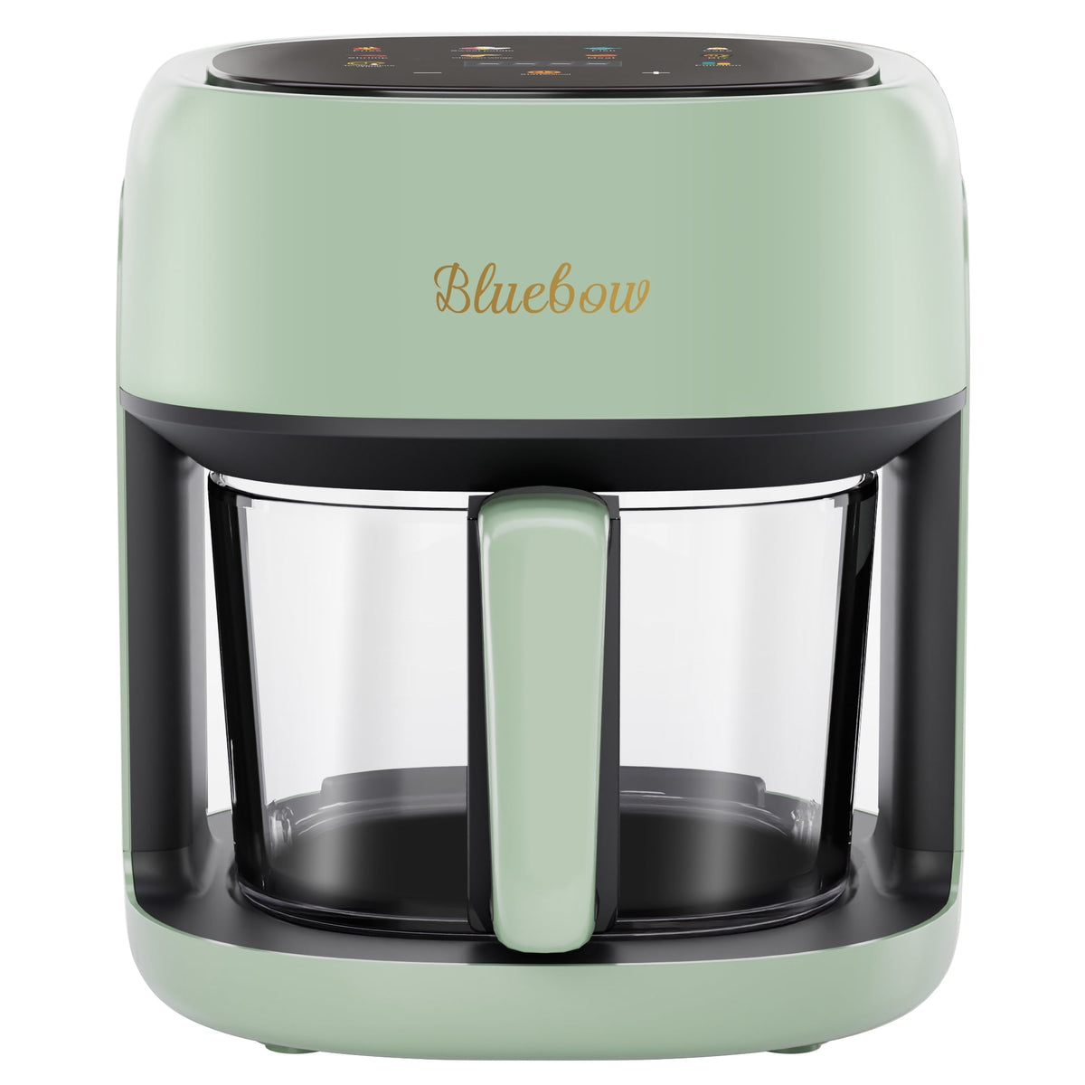 Bluebow 5 Quart Air Fryer with 360° Viewing Glass Pot, 8-in-1 Digital Touchscreen, Nonstick & Dishwasher Safe Basket, Less Oil, 1350W (White)