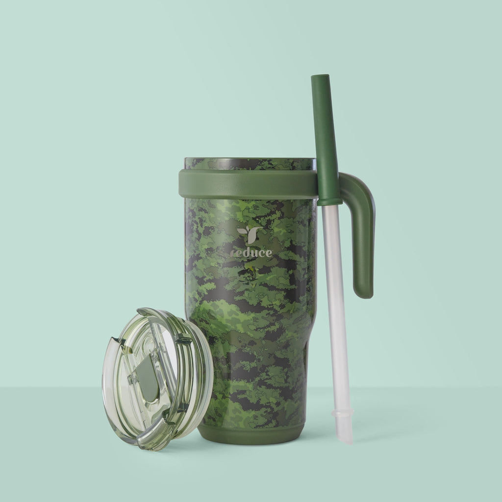 Reduce Coldee Kids Insulated Tumbler with Straw, 18oz Stainless Steel Spill-Proof Cup with Handle, Smiles