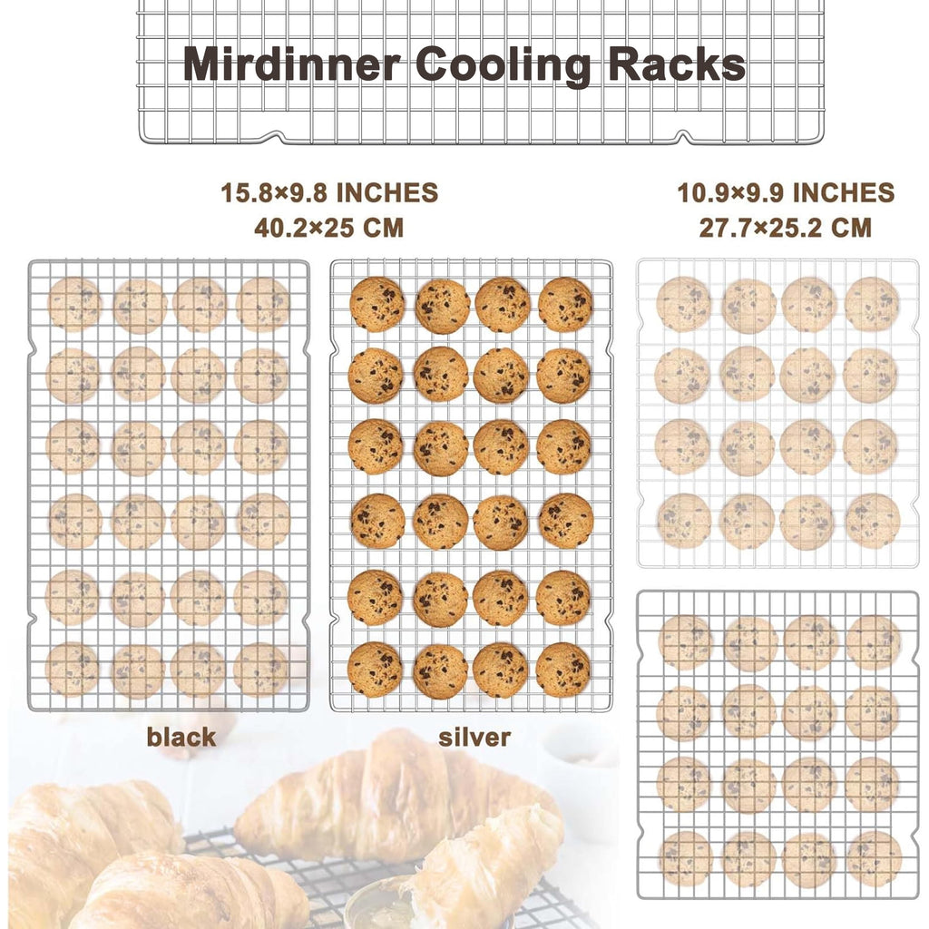 Mirdinner 3P Cooling Rack for Baking, 15.8"×9.8" Stainless Steel Baking Rack, Oven Safe Black Roasting Rack & Wire Rack & Cookie Cooling Rack for Cooking, Roasting, Grilling, Drying