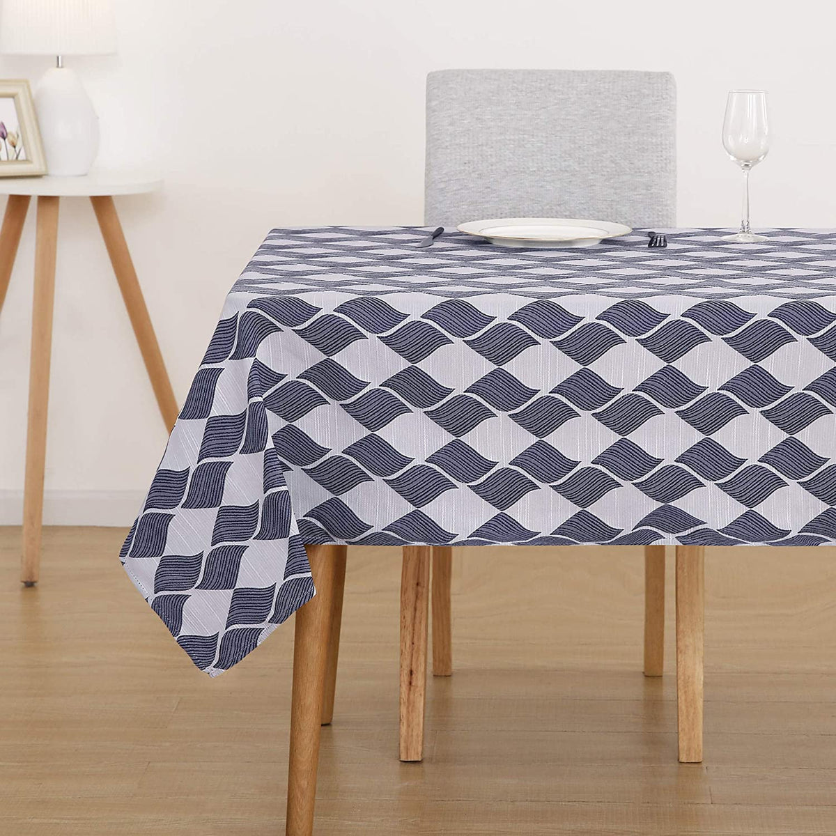 Deconovo Square Tablecloth with Waterproof Finish, Easy-Clean Polyester Table Cover, 54 x 54 Inch, Dark Gray