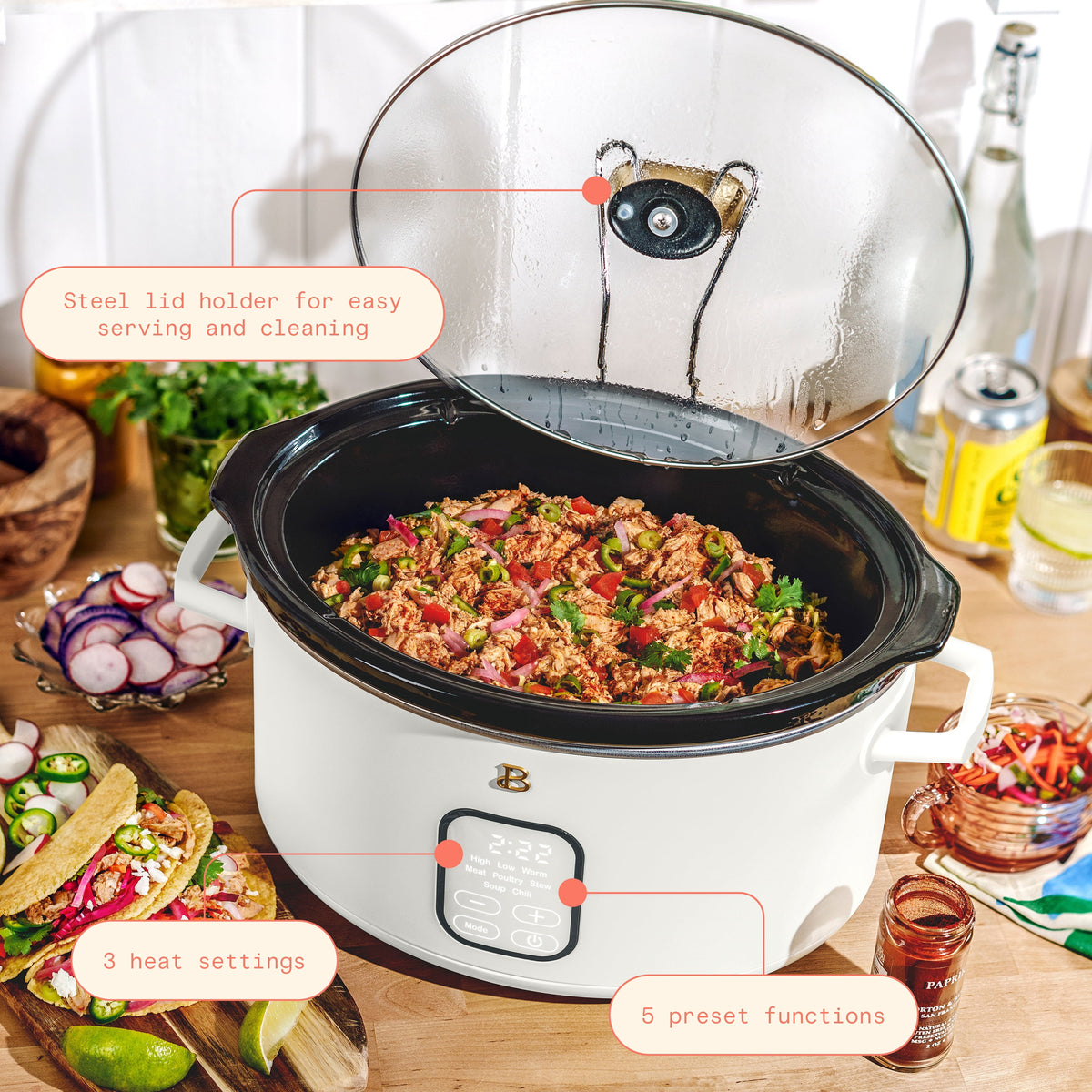 Beautiful 6 Qt Programmable Slow Cooker, Thyme Green by Drew Barrymore
