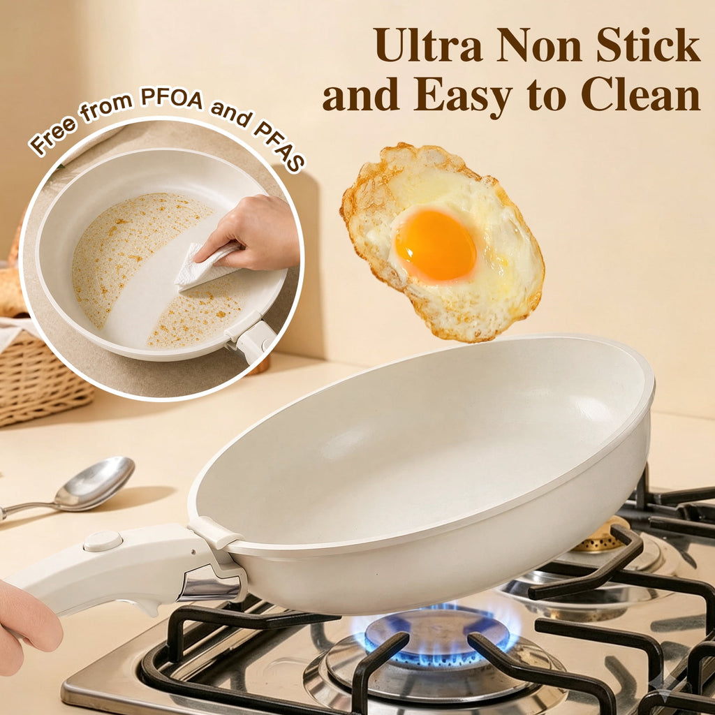 Gipp 11pcs Ceramic Cookware Sets, Pots and Pans Set Non Stick with Removable Handle, Oven & Dishwasher Safe,Induction Cookware