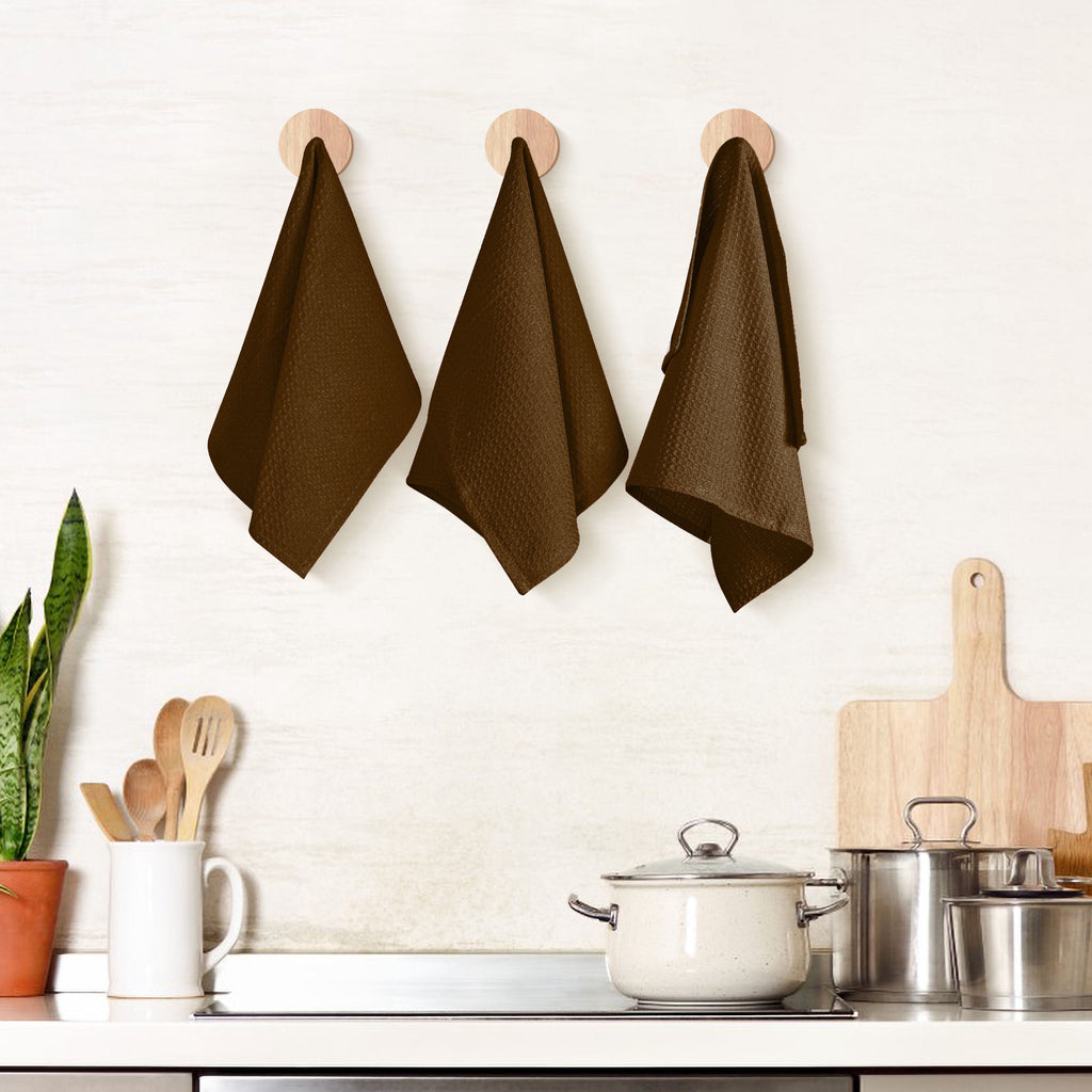 Twiny Threads Waffle Kitchen Towel 16"x26" Set of 4 - Brown