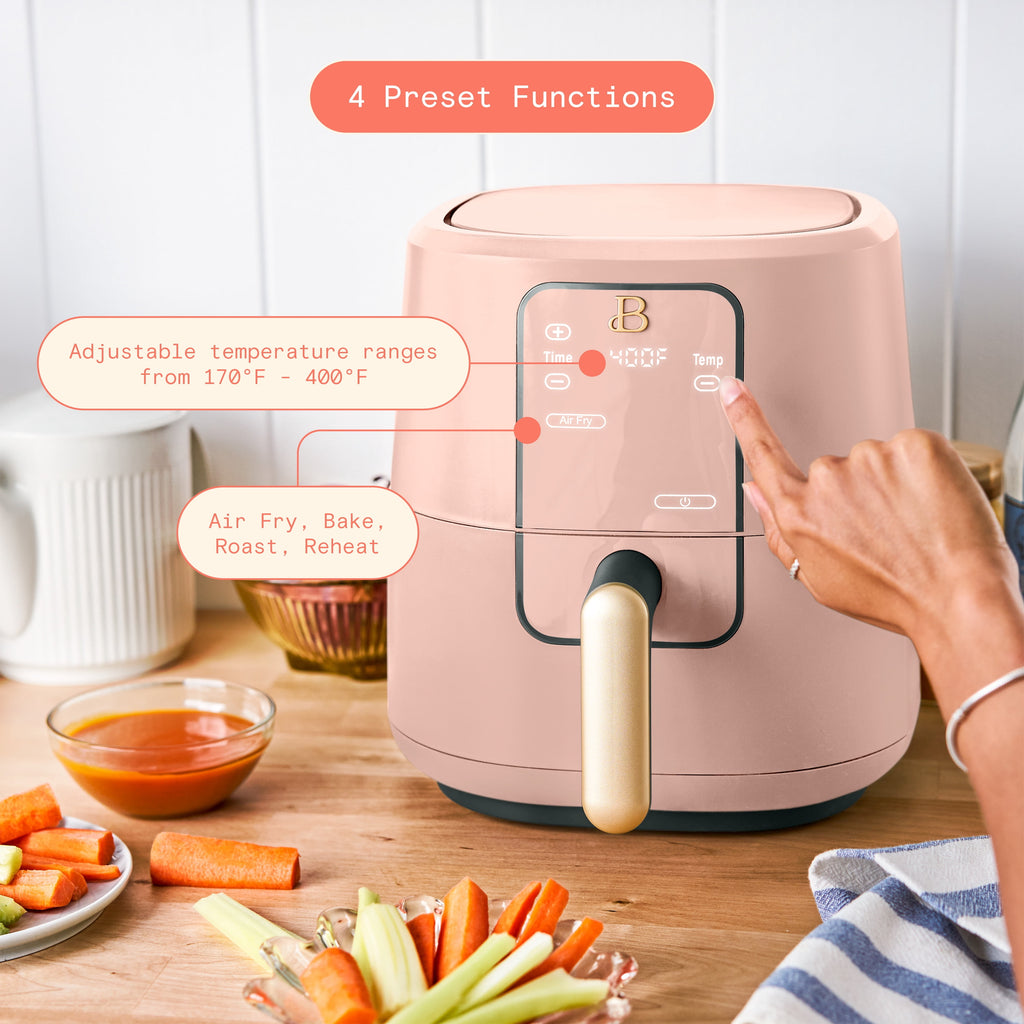 Beautiful 3 Qt Air Fryer with TurboCrisp Technology, EverGood Non-Toxic Ceramic Nonstick Coating, Chocolate by Drew Barrymore