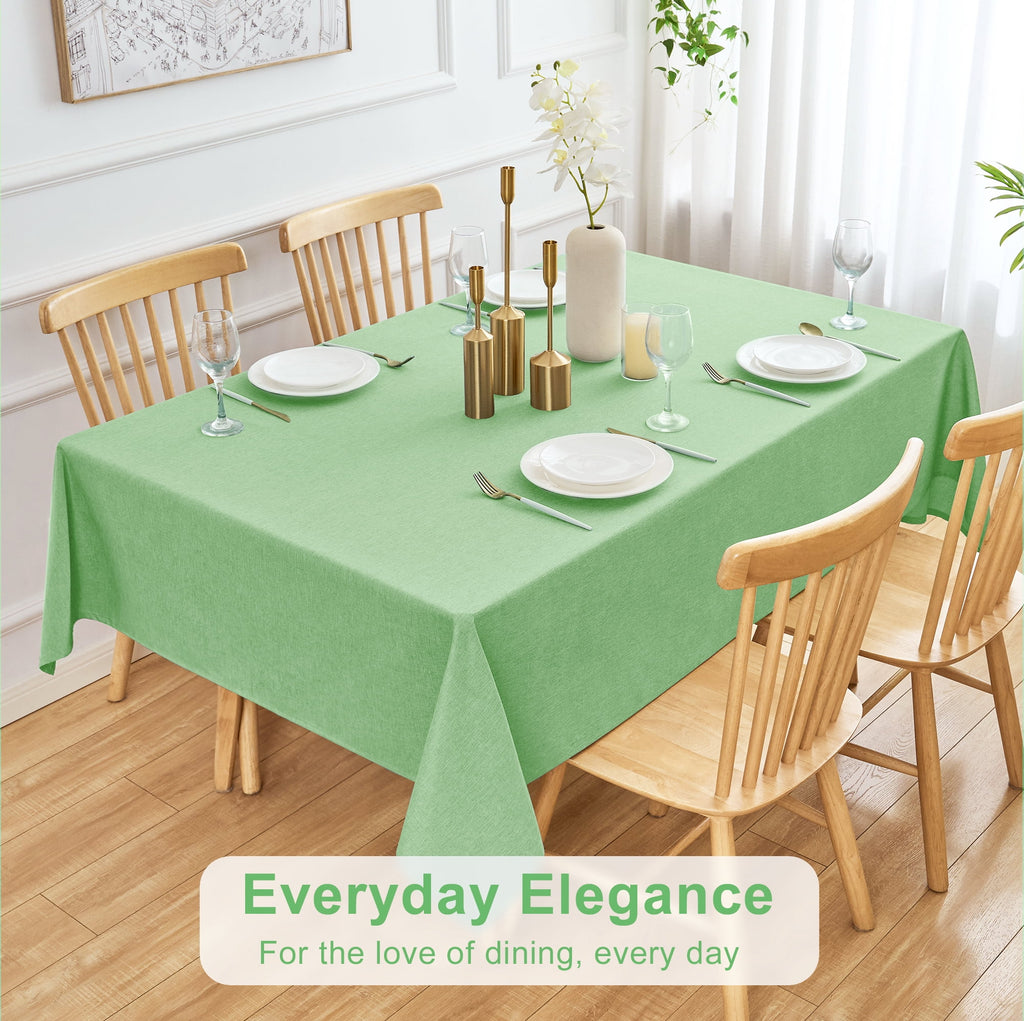 Inosoo Faux Linen Textured Rectangle Tablecloth - 60 x 84 inch Waterproof & Machine Washable Linen-Look Cloth Table Cover, White