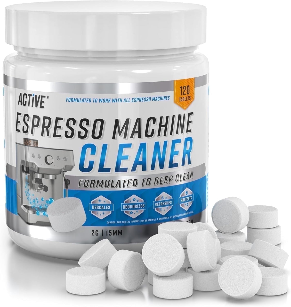 Active Espresso Machine Cleaning Tablets, Coffee Maker Descaler, 120 Count, 1 Pack