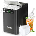 Aeitto Nugget Ice Maker Countertop, Pellet Ice Machine Soft Chewable Ice 40lbs/Day, One-Click Operation, Auto Self-Cleaning Crushed Ice Makers Stainless with Scoop for Home/Kitchen/Office Black