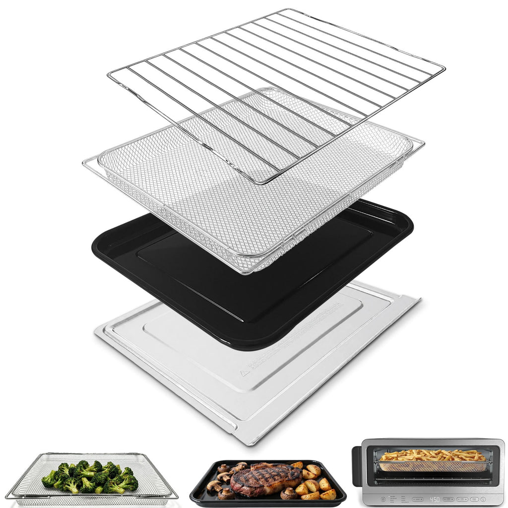 Air Fryer Replacement Parts for Ninja Flip Toaster Oven & Air Fryer SP151, 13.8''× 10.6'' Air Fryer Accessories Basket Grill Rack Crumb Tray Drip Pan