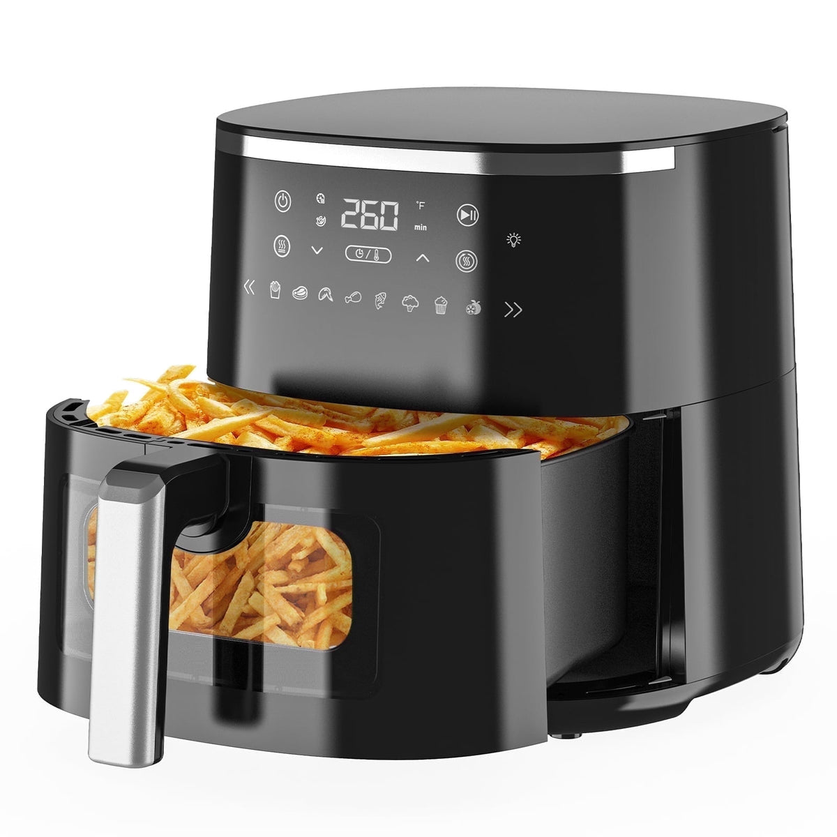 4QT Air Fryer with 8 Cooking Presets, Air Fry, Roast, Bake, Reheat, Dehydrate, Flip Reminder, 1200W, 140-400°F, Compact Design