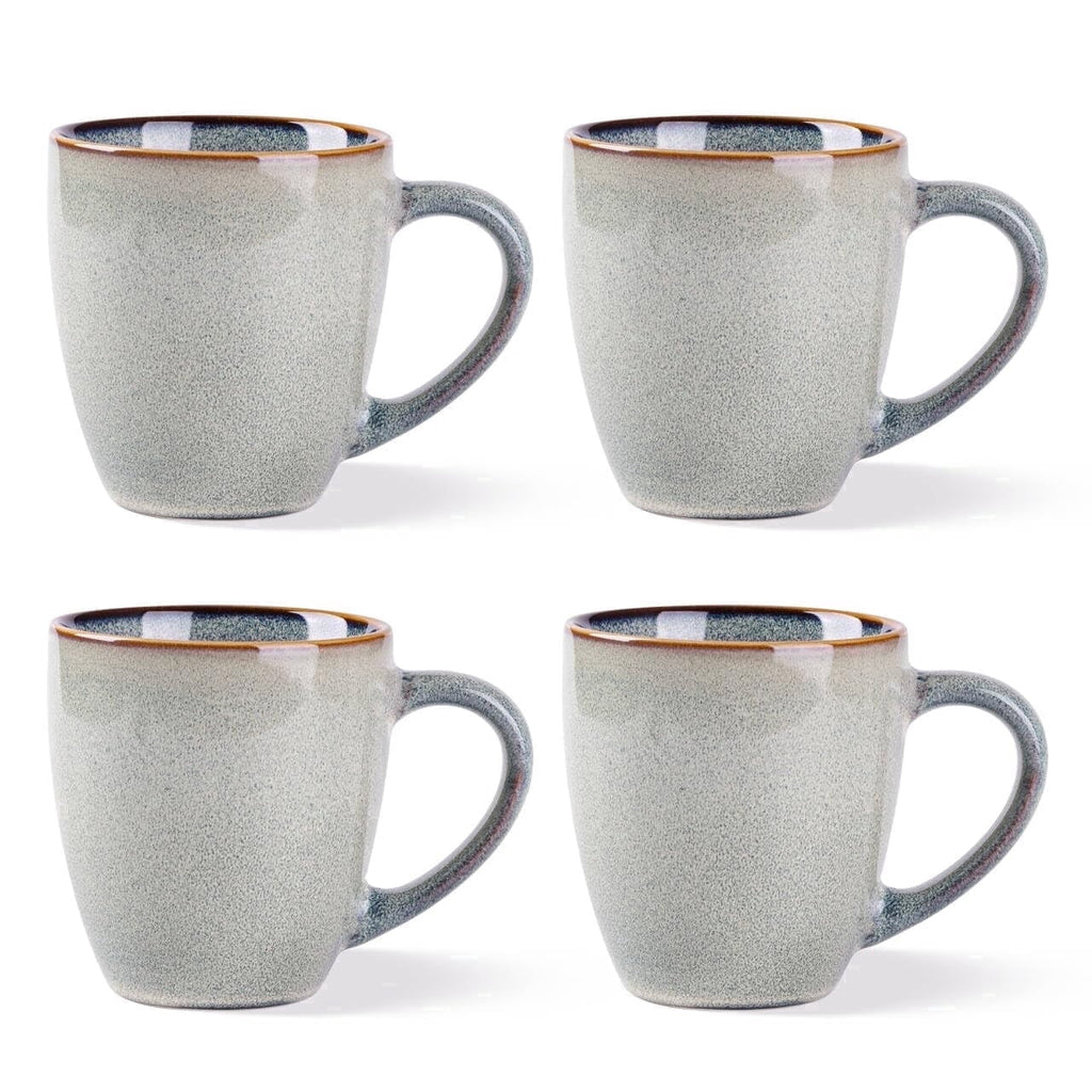 AmorArc Ceramic Coffee Mugs Set of 4, 12oz Stoneware Coffee Mugs Set For Dad Mom Women MEN, Light Weight Coffee Cups for Latte/Tea/Beer/Hot Cocoa, Dishwasher & Microwave Safe,Green Wheat