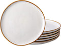 AmorArc Ceramic Dinner Plates Set of 6,10.5 Inch Handmade Reactive Glaze Stoneware Plates,Large Rustic Shape Dinnerware Dish Set for Kitchen, Microwave & Dishwasher Safe,Scratch Resistant-Pearl White