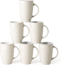 AmorArc Extra Large Coffee Mugs Set of 6, 20oz Ceramic Tall Coffee Mugs Set with Textured Geometric Patterns for Coffee/Tea/Beer/Hot Cocoa, Dishwasher & Microwave Safe,Beige