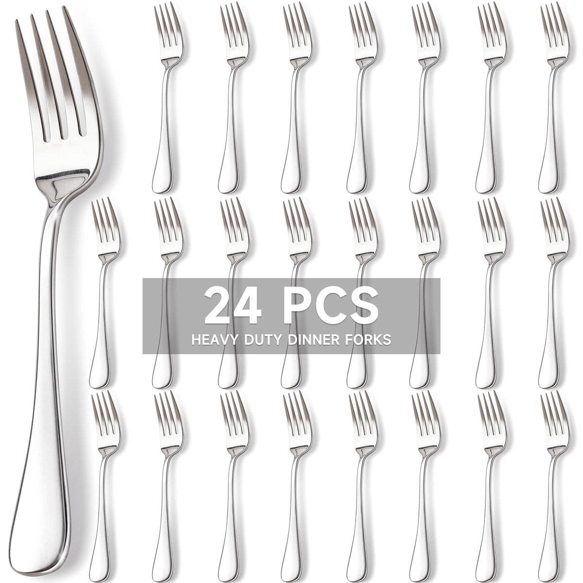 Astercook Dinner Fork Set, 24-Piece Premium Food-Grade Stainless Steel Forks Silverware, Mirror Polished & Dishwasher Safe, Heavy Duty Flatware Ideal for Kitchen, Restaurant & Party Use