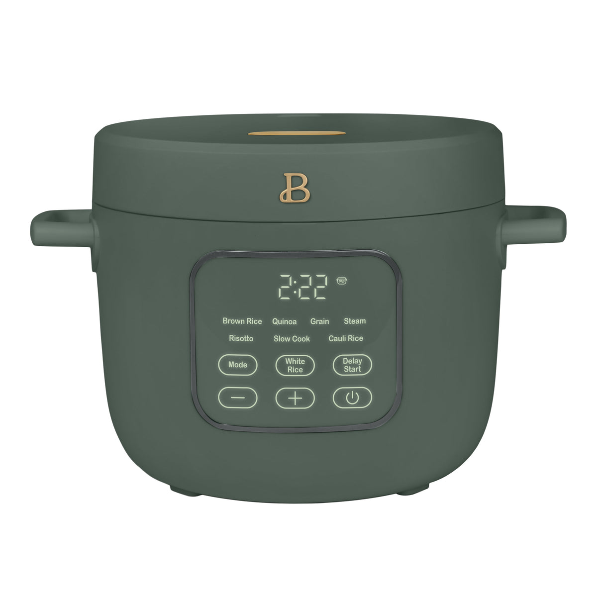 Beautiful 14-Cup Cooked, 6-Cups Uncooked Electric Rice and Grain Cooker, EverGood Ceramic Nonstick Coating, Thyme Green by Drew Barrymore