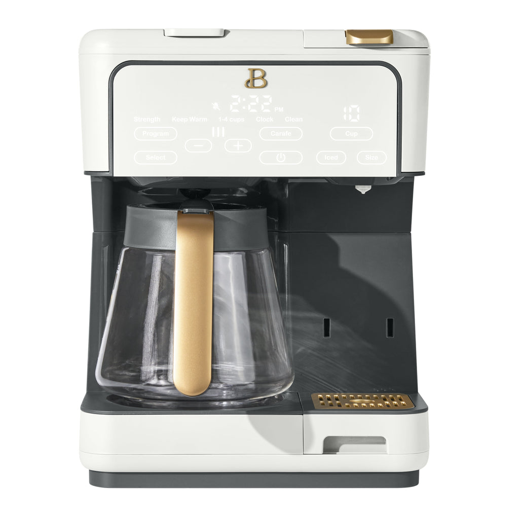 Beautiful by Drew Barrymore Multi-Brew 12-Cup Programmable Drip & Single-Serve Coffee Maker, White Icing