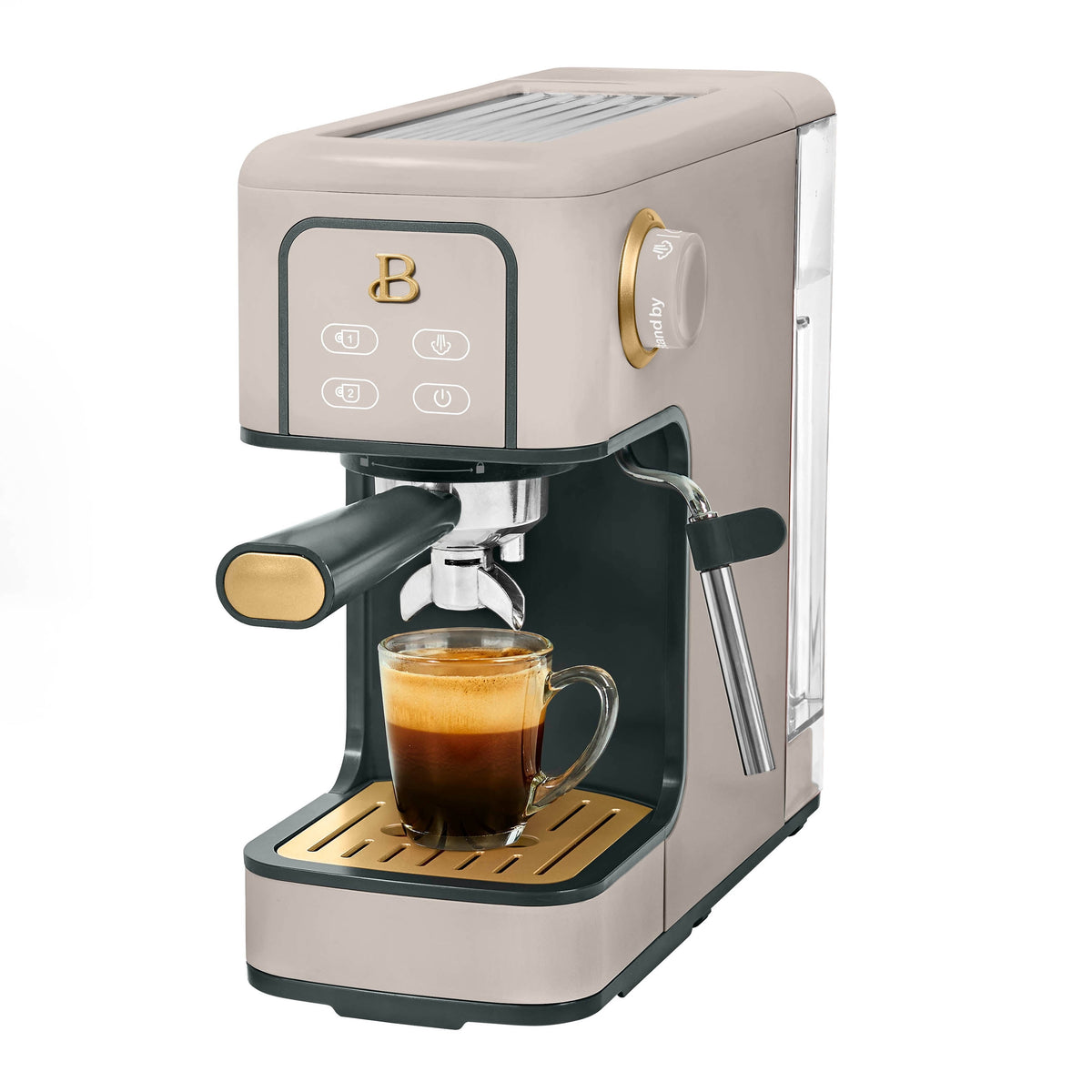 Beautiful by Drew Barrymore Slim Espresso Machine, 20-Bar Pressure, Black Sesame