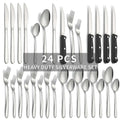 Bestdin 24 Pieces Silverware Set, Flatware Sets with Steak Knives Service for 4, Premium Stainless Steel Mirror Polished Cutlery Utensil Set, Durable Home Kitchen Eating Tableware Set,Dishwasher Safe