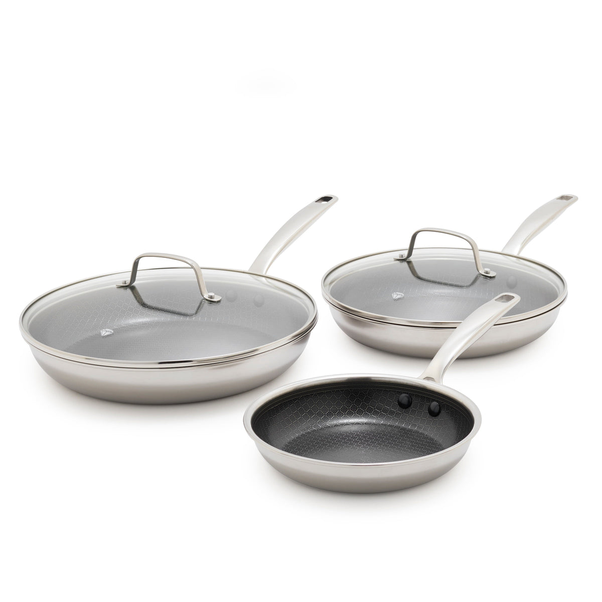 Blue Diamond Diamond Bond 5-Piece Non-Stick Frying Pans Set, Stainless Steel Hybrid Cookware
