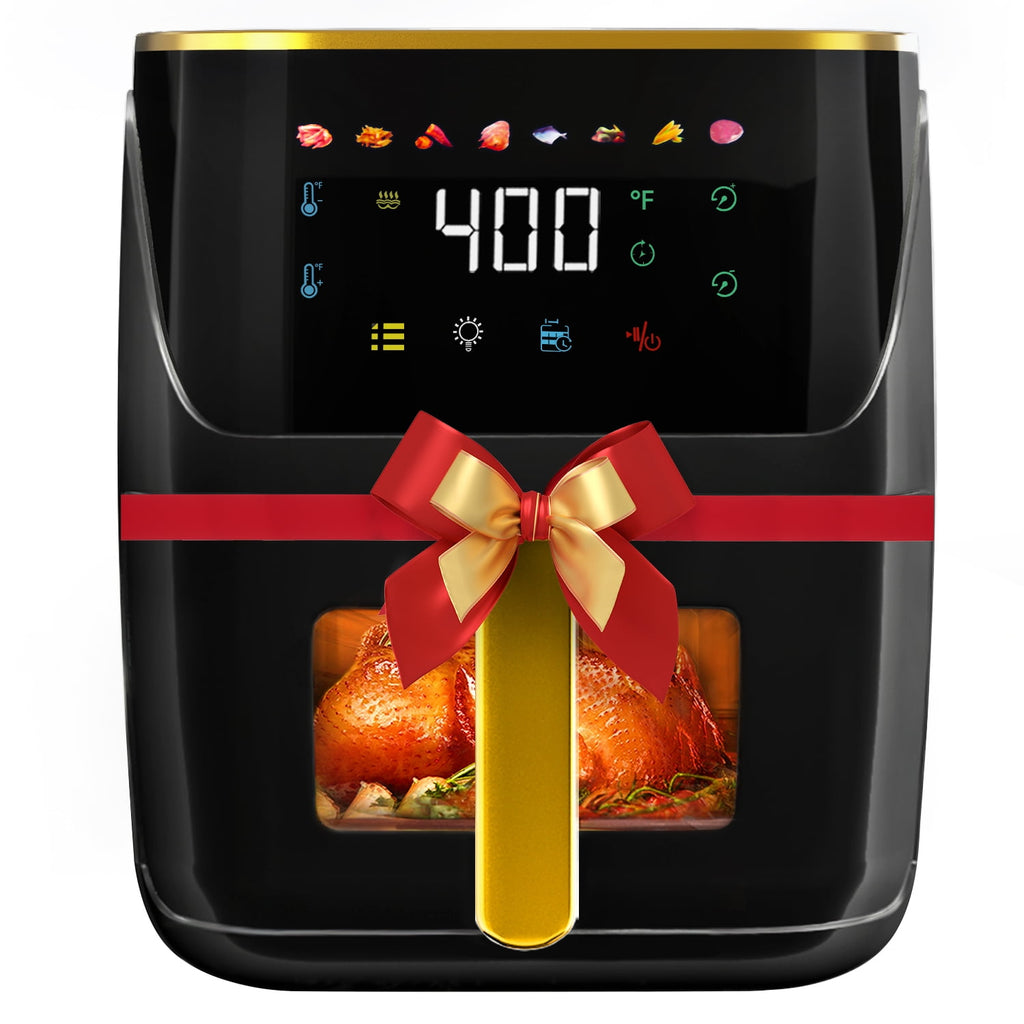 Bluebow Newest Air Fryer Large 8.5 QT, Black, 8 in 1 Touch Screen, Visible Window, 1750W