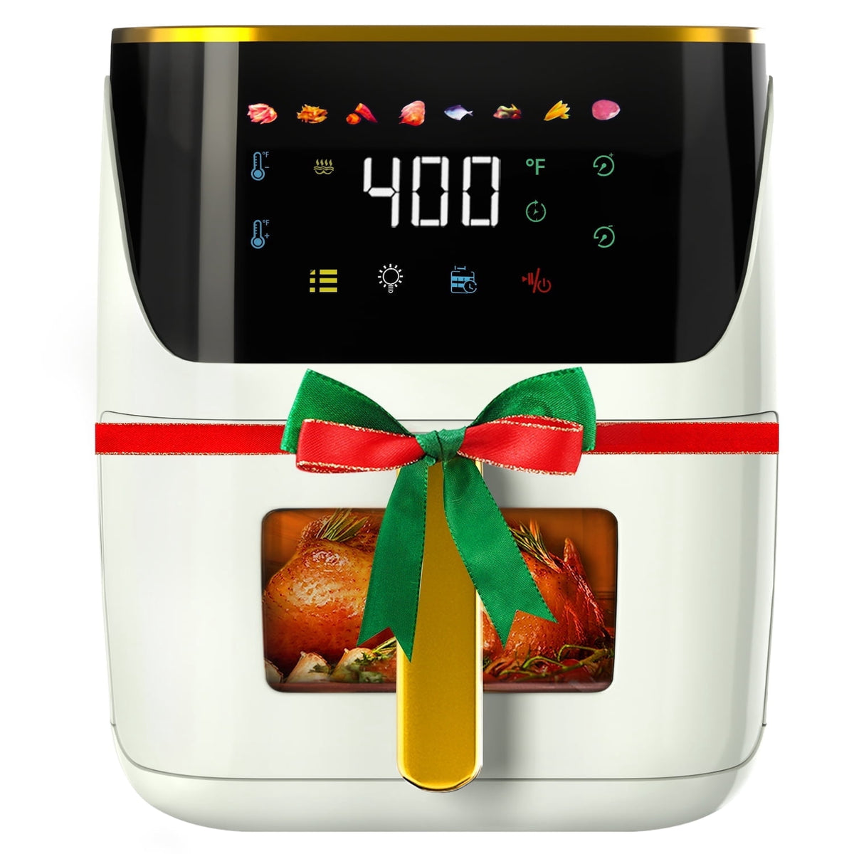 Bluebow Newest Air Fryer Large 8.5 QT, Black, 8 in 1 Touch Screen, Visible Window, 1750W