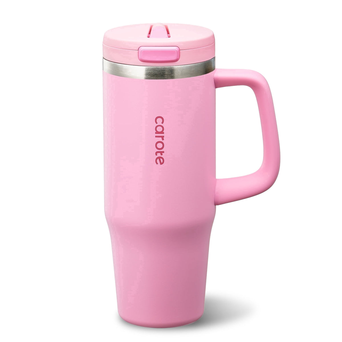 Carote Insulated Stainless Steel Tumbler with Handle and Lid, Leakproof Double Wall Vacuum Travel Mug, Reusable Cup for Hot & Cold Drinks, Pink, 32oz