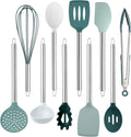 COOK WITH COLOR Kitchen Utensils Set, 10-Piece Cooking Utensils with Holder, Teal