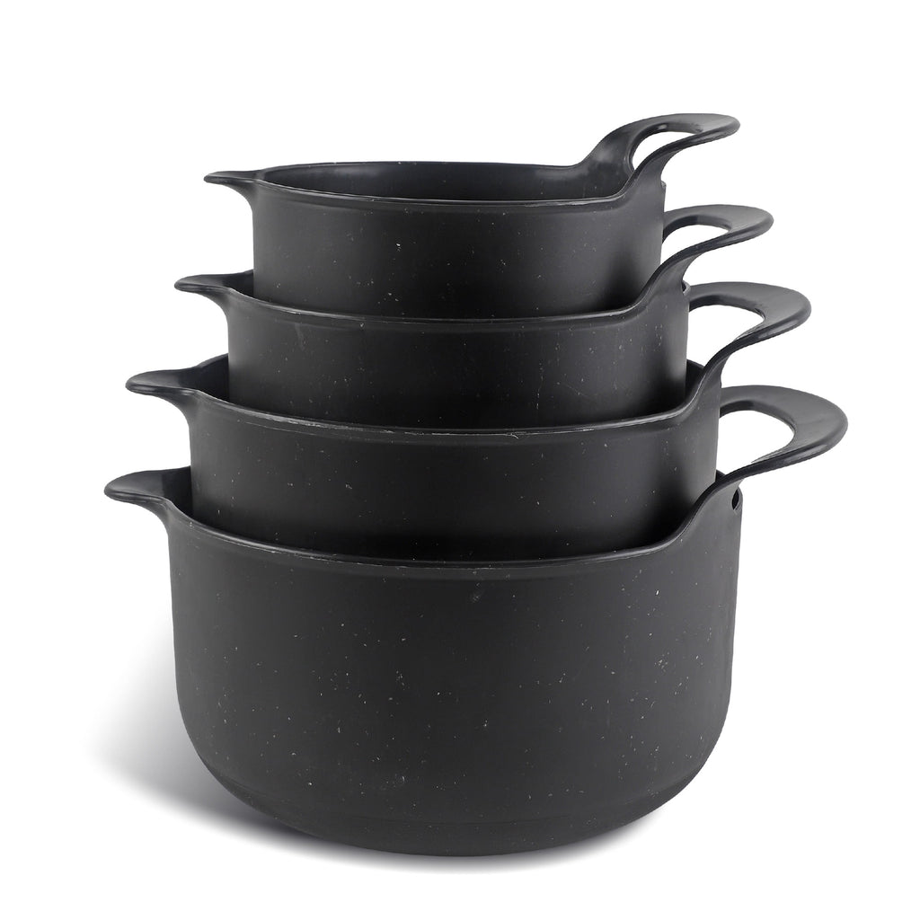 COOK WITH COLOR Mixing Bowls Set, 4-Piece Non-Slip Mixing Bowls with Pour Spouts & Handles, Black Speckled