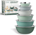COOK WITH COLOR Mixing Bowls Set of 6, Stainless Steel Mixing Bowls, Metal Nesting Bowls for Kitchen, Sage Green