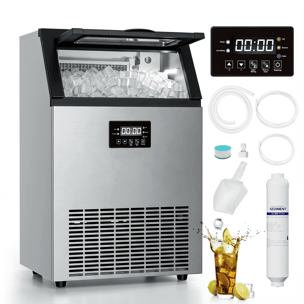 OUTBID Ice Maker Machine Crystal Clear Bullet Ice 52 lbs/24H with Spray Technology, Undercounter Commercial Ice Cube Maker, Built-In for Home Bar and Kitchen